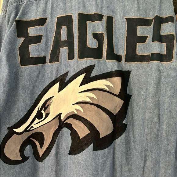 Handpainted Eagles Denim Long Sleeve - Picture 2 of 5